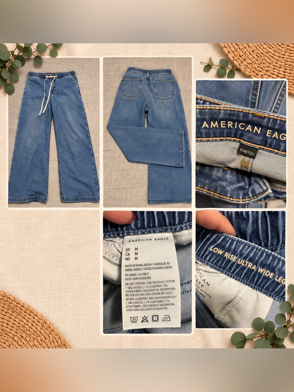American Eagle Outfitters Men's Low-Rise Wide-Leg Jeans — Medium Blue